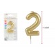 Vela de cumpleaños oro numero 2 11,5 cm