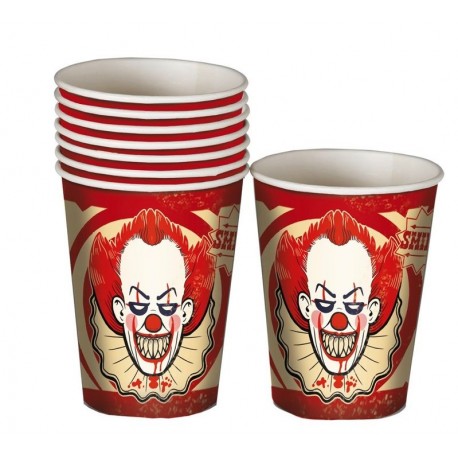 Vasos payaso terror halloween 8 uds 10 cm