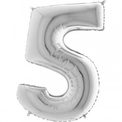 Globo numero 5 plata 66 cm