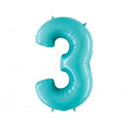 Globo numero 3 azul pastel 102 cm