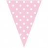 Banderin triangular rosa lunares blancos 3,60 metros