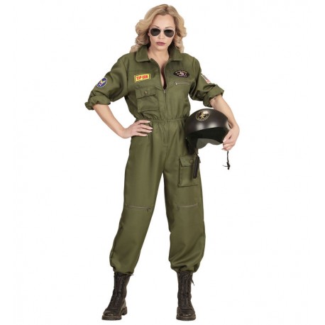 Disfraz piloto de jet de combate para mujer talla S