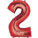 Globo numero 2 rojo de foil para helio o aire 86 x 55 cm