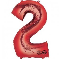Globo numero 2 rojo de foil para helio o aire 86 x 55 cm