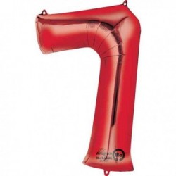 Globo numero 7 rojo de foil para helio o aire 86 x 55 cm