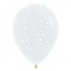 Globo transparente estrellas blancas 30 cm 10 und