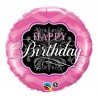 Globo cumpleaños rosa y negro 45 cm foil