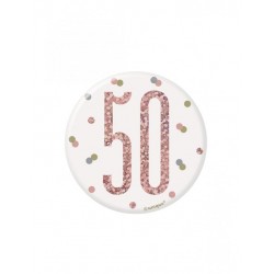 Chapa 50 cumpleaños rosa dorado