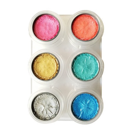 Paleta maquillaje al agua colores perlados grimas 6 uds