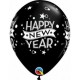 Globos Fin de ano negros 6 uds Qualatex