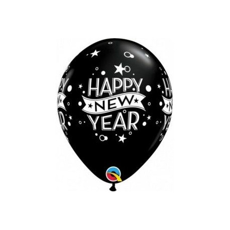 Globos Fin de ano negros 6 uds Qualatex