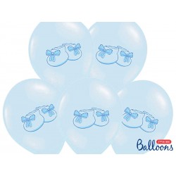 Globos patucos bebe azules 6 uds 30 cm