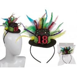 Diadema con gorro plumas 18 cumpleaños