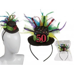 Diadema con gorro plumas 50 cumpleaños