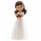 Figura niña de comunion con diadema castaña 13 cm