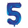 Globo numero 5 Azul de foil para helio o aire