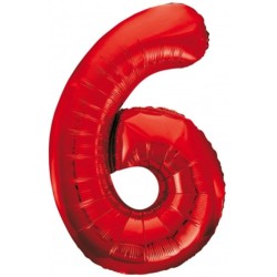 Globo numero 6 Rojo de foil para helio o aire
