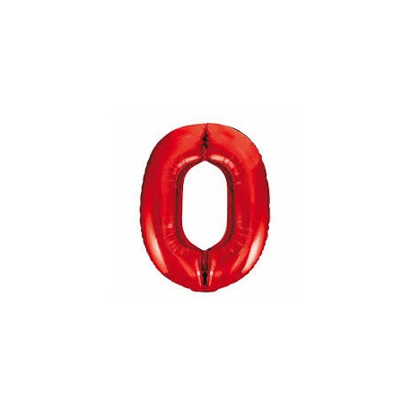 Globo numero 0 Rojo de foil para helio o aire