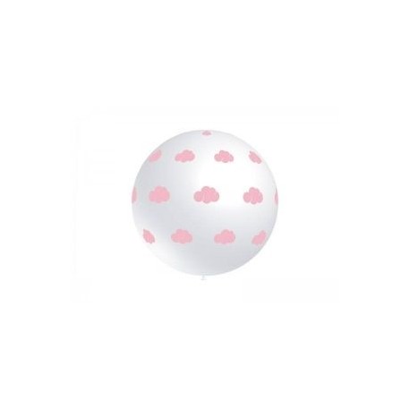Globos blancos lunares rosas 30 cm 12 uds
