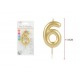 Vela cumpleaños oro numero 6 11,5 cm
