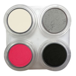 Paleta maquillaje al agua fantasia rosa y plata 4 colores Grimas