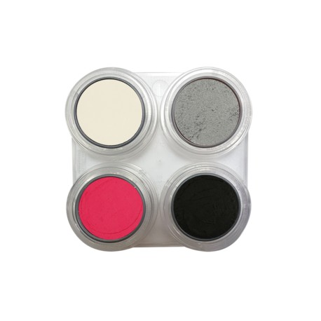 Paleta maquillaje al agua fantasia rosa y plata 4 colores Grimas