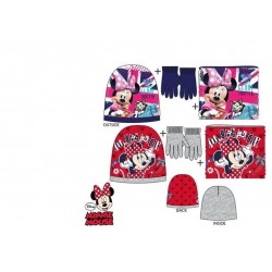 Conjunto invierno minnie mouse rojo gorro braga y guantes