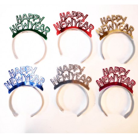 Tiara cotillon multicolor happy new year 10 unidades