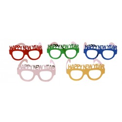 Gafas cotillon multicolor happy new year unidad