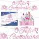 Guirnalda Feliz cumpleanos castillo princesas 3 metros