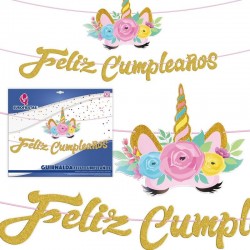 Guirnalda Feliz cumpleaños unicornio 3 metros