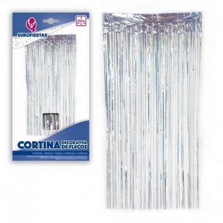 Cortina flecos plata brillante 1x2 metros