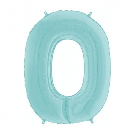 Globo numero 0 azul pastel 66 cm