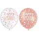 Globos cumpleaños rosa dorado y blanco 30 cm