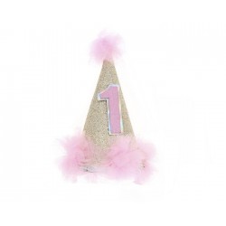 Gorro primer cumpleaños 1 rosa oro