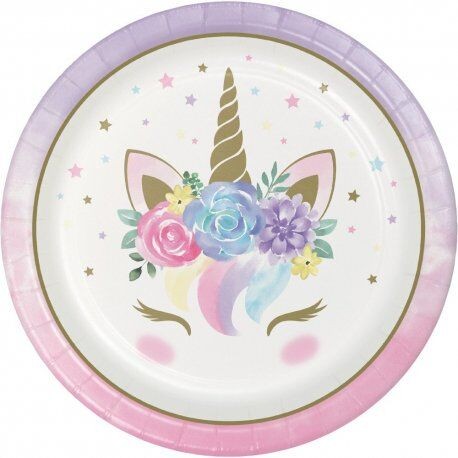 Platos Unicornio baby 8 uds 23 cm