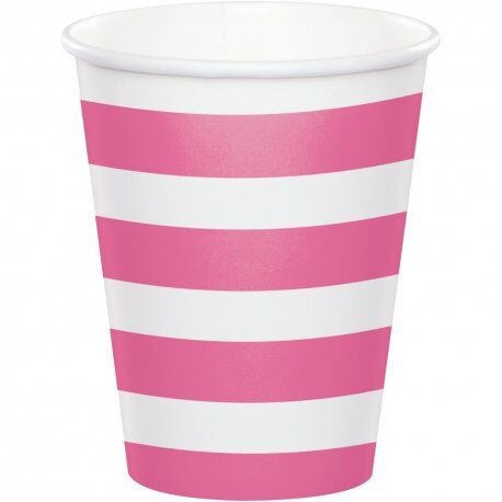 Vasos rayas rosas 8 uds