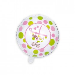 Globo carrito bebe rosa 45 cm