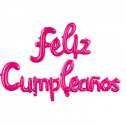 Letras feliz cumpleaños en globos rosa 4 m x45 cm