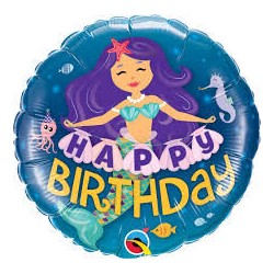 Globo cumpleanos sirenas 45 cm