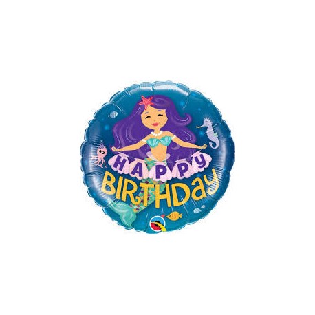 Globo cumpleanos sirenas 45 cm