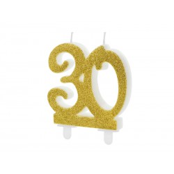 Vela 30 cumpleaños dorada purpurina