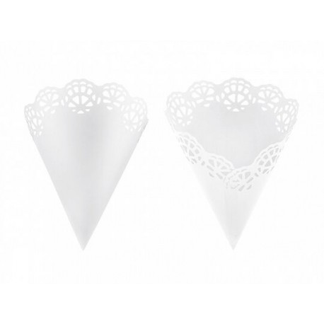 Conos para confeti o petalos boda 10 uds blancos
