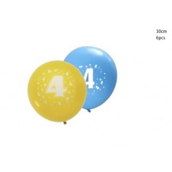 Globos numero 4 6 uds de 30 cm