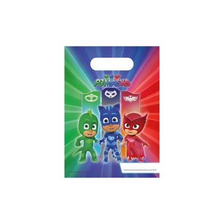 Bolsas cumpleanos Pj Mask 6 uds 16x23 cm
