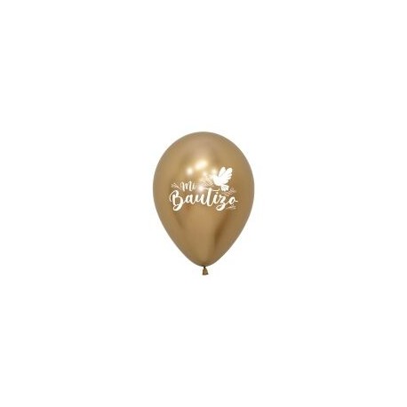 Globos Mi Bautizo oro 12 uds 30 cm