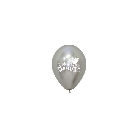 Globos Mi Bautizo plata 12 uds 30 cm