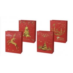 Bolsa regalo navidad rojo oro 14x11x65 cm
