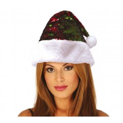 Gorro papa noel lentejuelas verde rojo