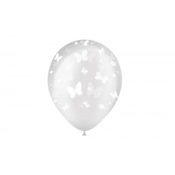 Globos transparentes con mariposas 8 uds 30 cm